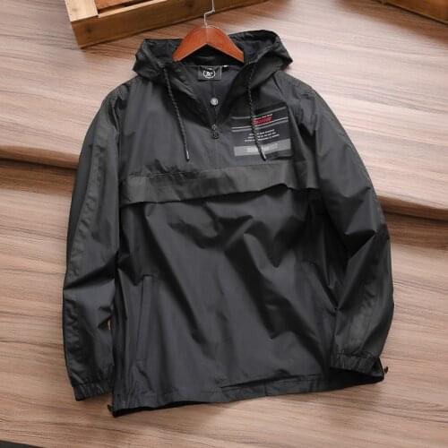 High quality spring and autumn mens and womens hedging half zipper hooded casual solid color jacket Breathable jacket