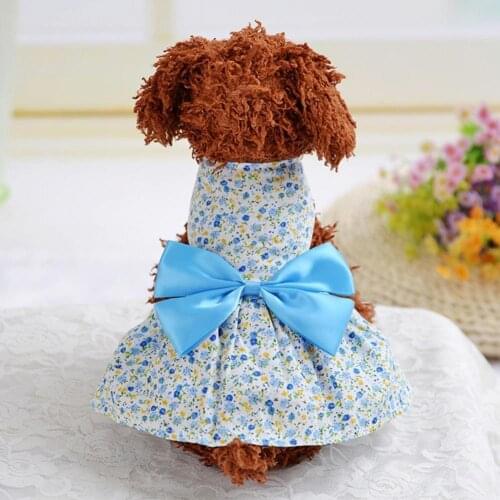 Hot Sale Breathable Spring Summer Flower Print Cotton Cute Pet Dress Dog Costume Outfit Clothes