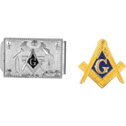 Masonic Metal Money Clip and Pin Set