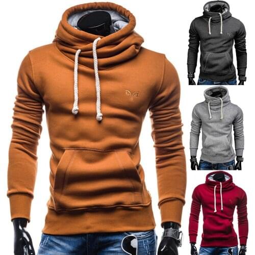 Men Autumn Winter Solid Color Pattern Embroidery Thick Cotton Pullover Hoodie Hoodies Oversized Sweatshirts Men Print Hooded