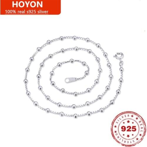 S925 Sterling Silver Necklace For Women Female 08 box Aberdeen Bag 2.5 Dense Beads Clavicle Chain Wedding Birthday Fine Jewelry