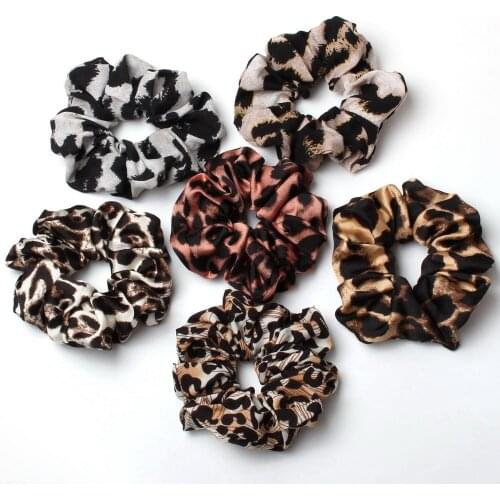 Large Animal Leopard Hair Scrunchie Set For women Satin Velvet Elastic Hair Rope Ponytail Holder Winter Hairband Hair Accessorie