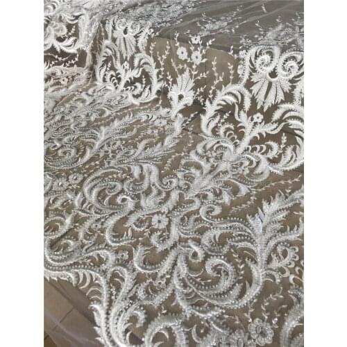 Nigerian Lace Fabrics High Quality Lace African Lace Fabric With beads L-668885 French Lace Fabric For Dress Sewing