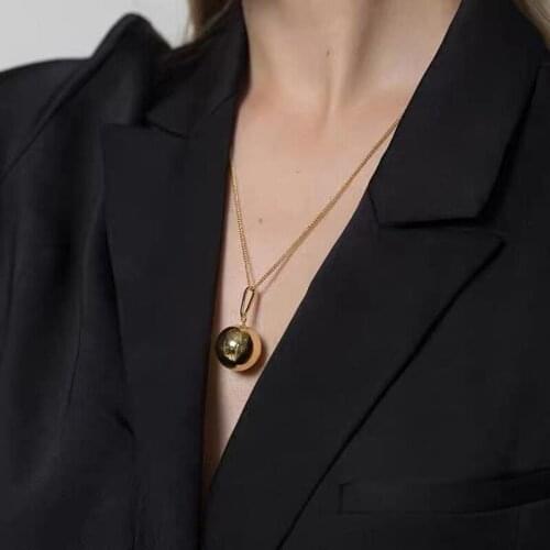 TARCLIY New Simple Metal Small Round Ball Pendant Necklace Fashion Temperament Long Clavicle Thin Chain Necklace Women Jewelry
