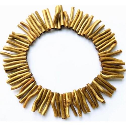 Wholesale 15.5" Full Strand(70 beads) Golden Coral dendritic Bead 6x40mm Polished Coral Branch Beads Bamboo Coral Stick Beads