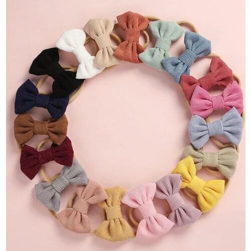Corduroy Baby Headband Girls Bow Headbands Traceless Newborn Candy Color Hair Accessories Kids Elastic Hairbands Turban 2021
