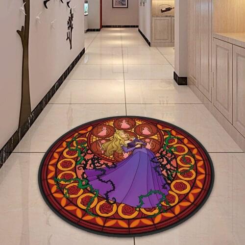 Princess Kingdom Hearts Circle Rug Doormat Floor Mat Carpet Round Home Hotel Living Room Anti Slip For Girls Boy