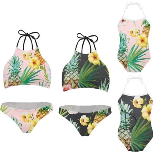 Family Matching Swimsuit Floral Mommy And Daughter Matching Clothes Swimming Suit For Women Bikini Set Girls Swimsuit Beachwear