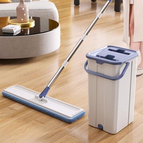 Microfiber Floor Mop Flat Squeeze Dust Autoclean Spin Mop with Bucket Swiffer Clean Up Trapeador Giratorio Cleaning Tools DK50MP