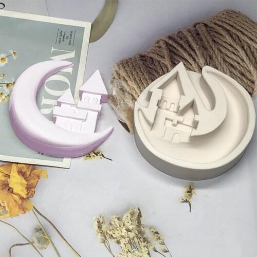Moon Castle Food Silicone Candle Mold for Soap Chocolate Candy Mold Mousse Cake Making Mould Fondant Baking Cake Mold