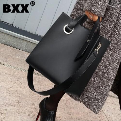 [BXX] 2021 New Pattern Fashion Single Shoulder Messenger Package Korean Concise Solid Color Tote Bag Woman Handbag DA079
