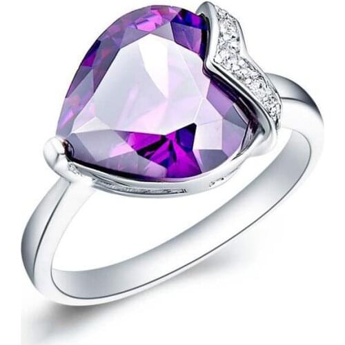 Romantic Ring 925 Silver Jewelry Heart Shape Zircon Gemstone Accessories for Women Wedding Bridal Party Finger Rings Wholesale