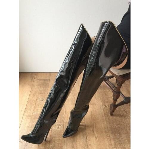 Winter Over-the-knee Boots Shoes Woman18cm High Heels Thin Heel Night Boots Pointed Toe Stiletto Zipper Back Womens Boots Botas