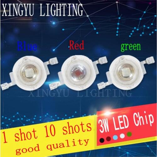 10pcs High Power LED Chip 3W Warm Cool White Red Blue Green Full Spectrum UVA For 440nm 660nm LED Grow Light 3 watt Light Beads