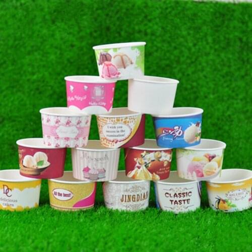 100pcs High quality ice cream paper bowl party birthday wedding favor disposable cake cup fried yogurt packaging cups