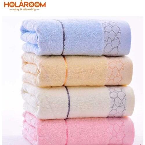 140x70cm Bath Towels 100% Cotton Towel 7 Colors Available Cotton Fiber Soft Jacquard Geometric Pattern Bathroom Cleaning Tool