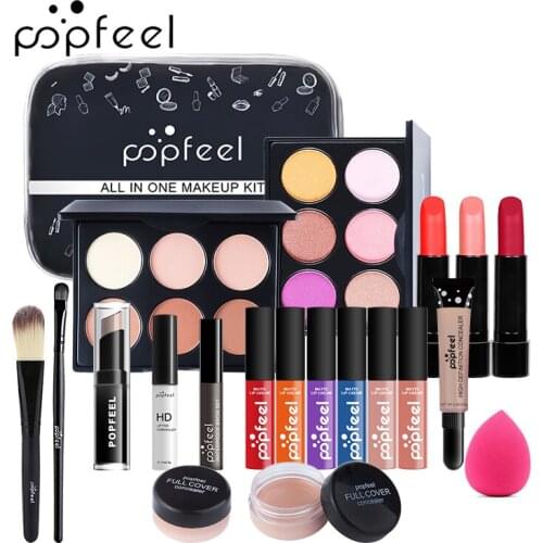 15/16/20PCS Full Starter Makeup Kit Light Make Up Gift Box Eyeshadow Lip Gloss Powder Brushes Concealer Christmas Present TSLM1