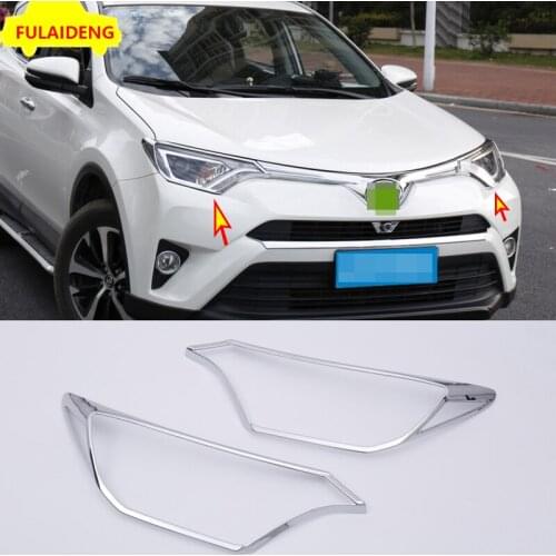 2pcs For Toyota RAV4 2016-2018 ABS Chrome Front Head Light Lamp Cover Trim Bezel Car Styling Accessories