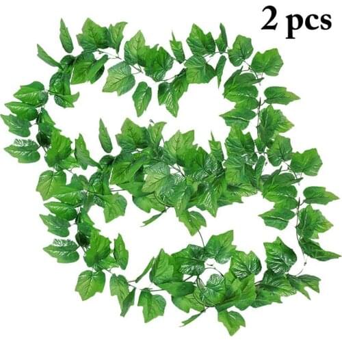 2PCS Lifelike Artificial Plant Simulation Grape Leaf Vine Wall Hanging Ornament Ceiling Decoration Fake Flower Leaves Home Decor