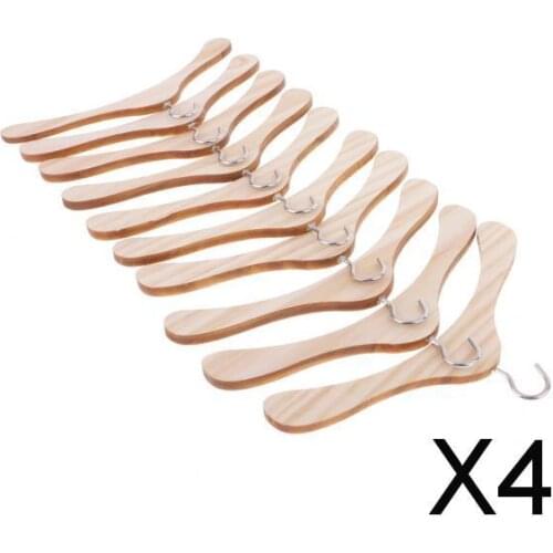 4x10 Pieces 15cm Wooden Clothes Hanger Metal Hook for BJD SD17 Uncle Dolls