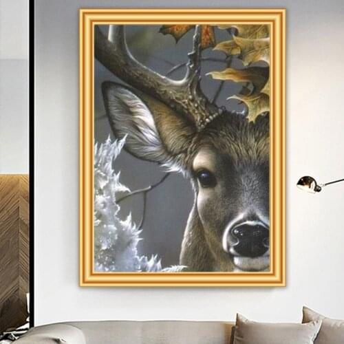 5D DIY Diamond Painting Deer Cross Stitch Full Drill Diamond Embroidery Animal Mosaic Picture of Rhinestones Home Decor Gift
