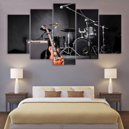 5D DIY Diamond Painting Cross Stitch kit 5pcs rock punk music guitar drum instruments Full Diamond Embroidery Mosaic Decoration