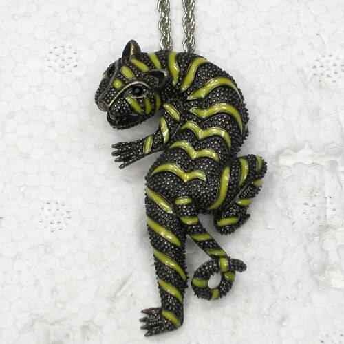 Antique bronze Enamel Rhinestone Fashion Tiger Pendant Necklaces Chain Jewelry F176 D