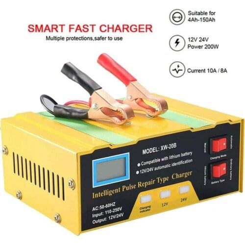 10A Automatic Car Battery Charger Intelligent Pulse Repair 12V/24V Truck Charger