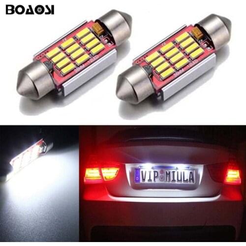 BOAOSI 2x Canbus Error Free 36mm Festoon Car LED Number Plate Lights Bulbs For AUDI A4 A2 A3 8L 8P B5 B6 A6 4B A8 D2 TT Q7 4F