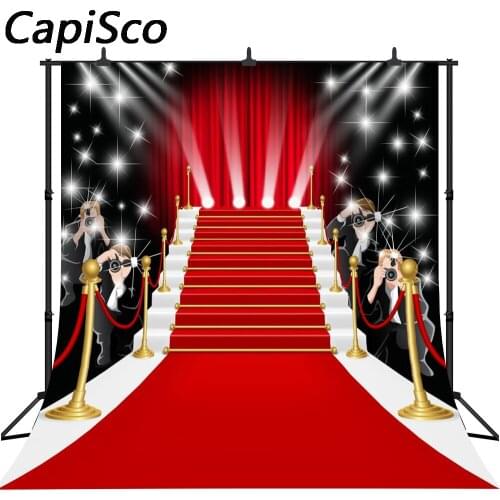 Capisco Photography Backdrop Tees dazzling red carpet fashion fantasy shiny stars background props photocall photobooth studio