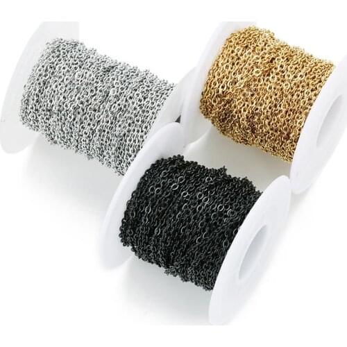 10 Yard/Roll Width 1.5mm 2mm 2.2mm O Open Link Chain Stainless Steel Necklace Chains Bulk For Necklace Bracelet Jewelry Making