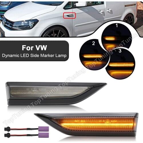 Dynamic LED Side Marker Lights Flowing Sequential Turn Signal Lamps Blinker For VW Caddy 2015 2016 2017 2018 2019 1Pair