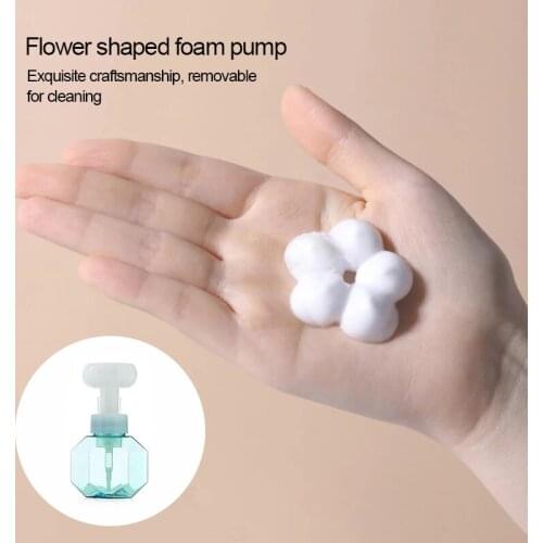 300ml Liquid Soap Dispenser Foaming Pump Flower Shape Foam Empty Bottle Plastic Clear Bottle Shower Gel Bathroom Products