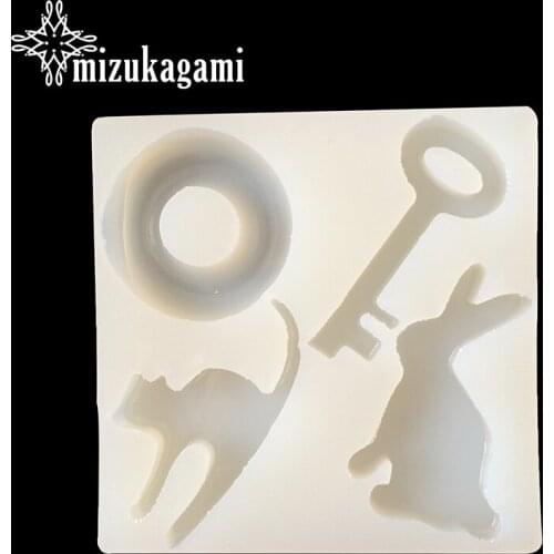 UV Resin Jewelry Liquid Silicone Mold Cat Rabbit Key Circle Resin Molds For DIY Necklace Pendant Charms Making Jewelry