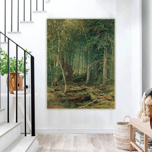 Ivan Shishkin《Pine Tree Landscape》Canvas Oil Painting Artwork Aesthetic Poster Picture Wall Hanging Decor Home Decoration