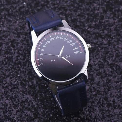 Unisex Car Dash Board Round Dial Faux Leather Strap Analog Quartz Wrist Watch