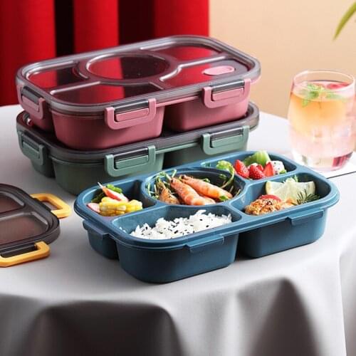 Plastic Portable Lunch Box Microwave Bento Box With Compartment Soup Bowl Insulated Lunch Boxes For Kids Food Storage Container