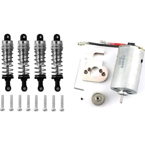 Metal 550 Carbon Brush Motor+ Motor Mount with 4Pcs Metal Shock Absorber Damper,for WLtoys 144001 1/14 4WD RC Car