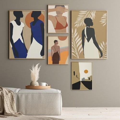 Minimalism Vintage Abstract Figure Canvas Painting Wall Art Nordic Posters and Prints Wall Pictures for Living Room Decoration