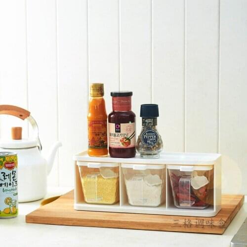 Multifunctional White Transparent Independent Three Grid Horizontal Vertical Seasoning Box Sundries Storage Kitchen Accessories