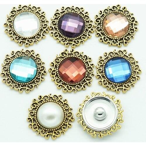 Fashion beauty 10pcs mixed Bronze Hollow flowers Glass surface 20MM snap buttons fit snap bracelet snap jewelry NS0050