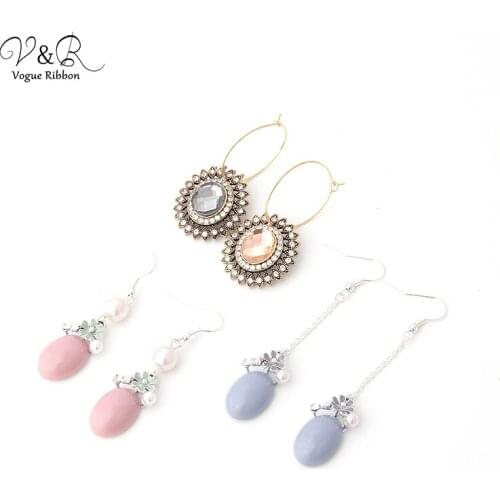 Vogue Ribbon Diy Handmade Jewelry Making Flower Pendent Charms Hoop Earring Set Components Decoration Fashion Accessories Gifts