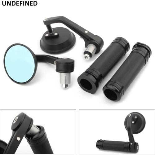 1 Inch Bar End Mirror Black Hand Grips Rearview Mirror For Harley Honda Kawasaki Yamaha Suzuki Victory Ducati Cruiser Chopper
