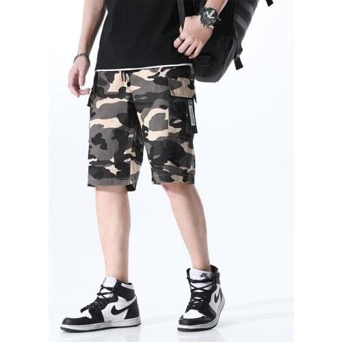 2021 Pure Cotton Drawstring Camouflage Shorts Mens Casual Pants Male Beach Cargo Boys Sports Trousers Streetwear Z030