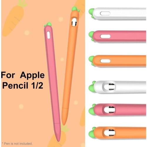 Soft carrot Silicone Compatible For Apple Pencil 1 2 Case Compatible For iPad Tablet Touch Pen Stylus Protective Cover