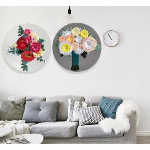 20x20cm Flower Shop Plant Series European embroidery kit simple three-dimensional embroidery Ribbon kit embroidery needlework