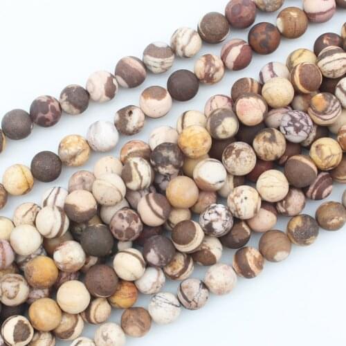Natural Frost/Matte Australia Zebra Stone 4-12mm Round beads 15" For DIY Jewelry Making, pendant,necklace