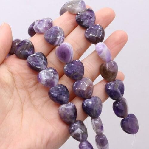 Natural Semi-precious Stone Amethyst Heart Shape 15x15mm for DIY Jewelry Making High Quality Gift