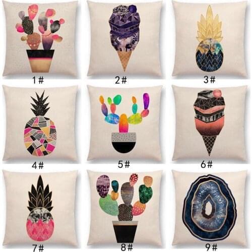 Latest Lovely Happy Cactus Pretty Pineapple Colourful Ice Cream Precious Agate Prints Car Cushion Cover Sofa Throw Pillow Case