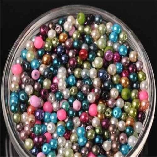 Wholesale 4mm 6mm 8mm 27 Colors Round Pearl Loose Glass Spacer Beads Bulk Lots
